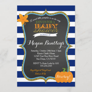 Pumpkin Navy Boy Baby Shower Einladung