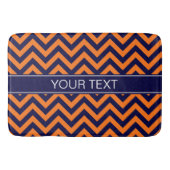 Pumpkin Navy LG Zickzack Navy Blue Name Monogram Badematte (Vorderseite)