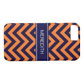 Pumpkin Navy LG Zickzack Navy Blue Name Monogram Case-Mate iPhone Hülle (Rückseite (Horizontal))