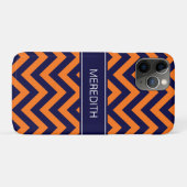 Pumpkin Navy LG Zickzack Navy Blue Name Monogram Case-Mate iPhone Hülle (Rückseite (Horizontal))
