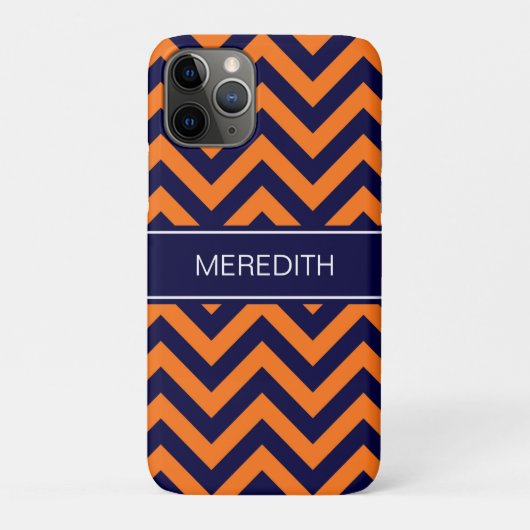 Pumpkin Navy LG Zickzack Navy Blue Name Monogram Case-Mate iPhone Hülle (Rückseite)