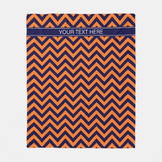 Pumpkin Navy LG Zickzack Navy Blue Name Monogram Fleecedecke (Vorderseite)