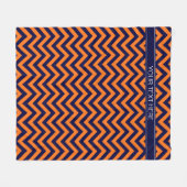 Pumpkin Navy LG Zickzack Navy Blue Name Monogram Fleecedecke (Vorderseite (Horizontal))