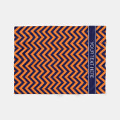 Pumpkin Navy LG Zickzack Navy Blue Name Monogram Fleecedecke (Vorderseite (Horizontal))
