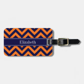 Pumpkin Navy LG Zickzack Navy Blue Name Monogram Gepäckanhänger (Vorderseite horizontal)