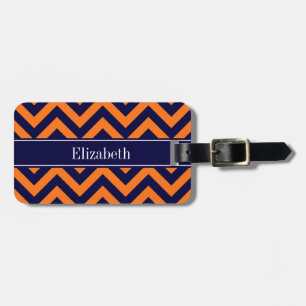 Pumpkin Navy LG Zickzack Navy Blue Name Monogram Gepäckanhänger