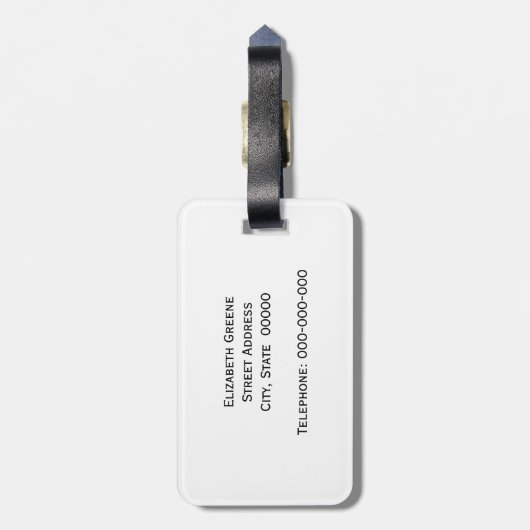 Pumpkin Navy LG Zickzack Navy Blue Name Monogram Gepäckanhänger (Rückseite vertikal)