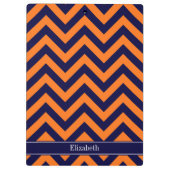 Pumpkin Navy LG Zickzack Navy Blue Name Monogram Klemmbrett (Rückseite)
