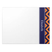 Pumpkin Navy LG Zickzack Navy Blue Name Monogram Notizblock (Vorderseite)