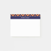 Pumpkin Navy LG Zickzack Navy Blue Name Monogram Post-it Klebezettel (Vorderseite)