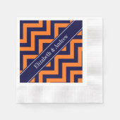 Pumpkin Navy LG Zickzack Navy Blue Name Monogram Serviette (Vorderseite)