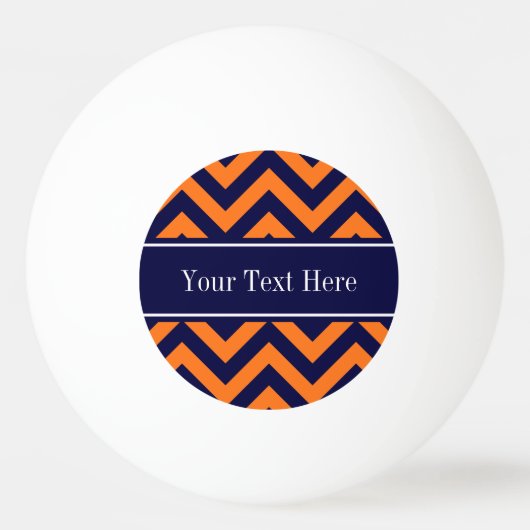 Pumpkin Navy LG Zickzack Navy Blue Name Monogram Tischtennisball (Vorderseite)
