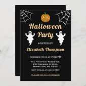 Pumpkin Niedlich Ghost Spider Web Fun Halloween-Pa Einladung (Vorne/Hinten)