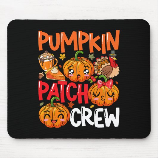 Pumpkin Niedlich Patch Crew Erntedank Fall Türkei Mousepad (Vorne)