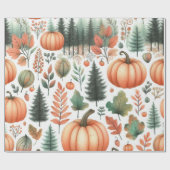 Pumpkin Niedliche Wasserfarben Herbst & Herbst Ern Geschenkpapier (Flach)