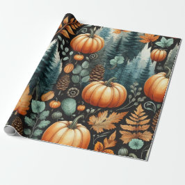 Pumpkin Niedliche Wasserfarben Herbst & Herbst Ern Geschenkpapier