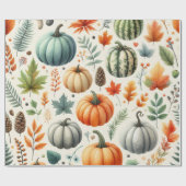 Pumpkin Niedliche Wasserfarben Herbst & Herbst Ern Geschenkpapier (Flach)