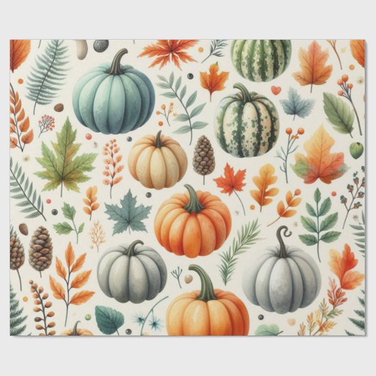 Pumpkin Niedliche Wasserfarben Herbst & Herbst Ern Geschenkpapier (Flach)
