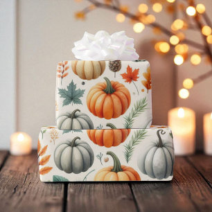 Pumpkin Niedliche Wasserfarben Herbst & Herbst Ern Geschenkpapier
