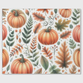 Pumpkin Niedliche Wasserfarben Herbst & Herbst Ern Geschenkpapier (Flach)