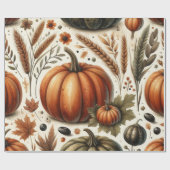Pumpkin Niedliche Wasserfarben Herbst & Herbst Ern Geschenkpapier (Flach)