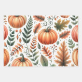 Pumpkin Niedliche Wasserfarben Herbst & Herbst Ern Geschenkpapier Set (Vorderseite 2)