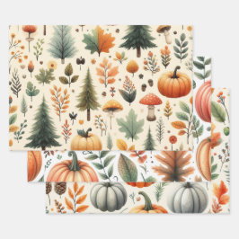 Pumpkin Niedliche Wasserfarben Herbst & Herbst Ern Geschenkpapier Set