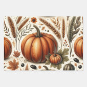 Pumpkin Niedliche Wasserfarben Herbst & Herbst Ern Geschenkpapier Set (Vorderseite)