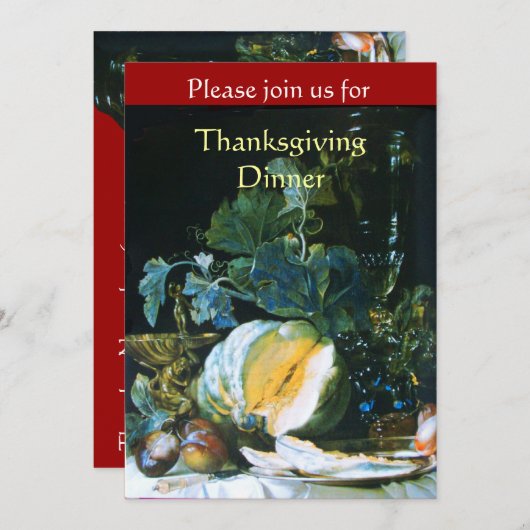 PUMPKIN , OBST UND GLASSWARE Erntedank Dinner Einladung (Vorne/Hinten)