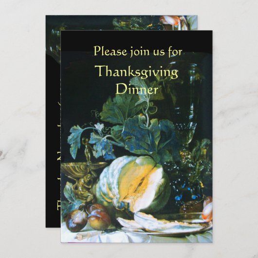 PUMPKIN , OBST UND GLASSWARE Erntedank Dinner Einladung (Vorne/Hinten)