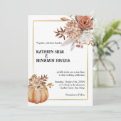 Pumpkin October Elegante Hochzeit im Herbst Einlad Einladung (Stehend Vorderseite)