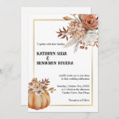 Pumpkin October Elegante Hochzeit im Herbst Einlad Einladung (Vorne/Hinten)