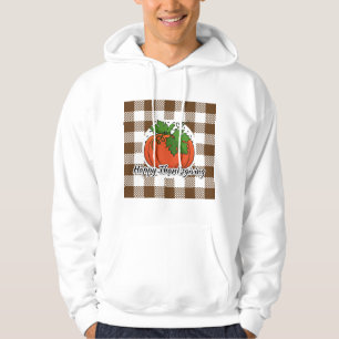 Pumpkin on Brown Kariert - Glückliches Erntedankfe Hoodie