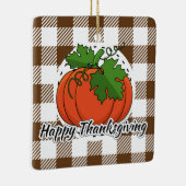 Pumpkin on Brown Kariert - Glückliches Erntedankfe Keramikornament (Rechts)