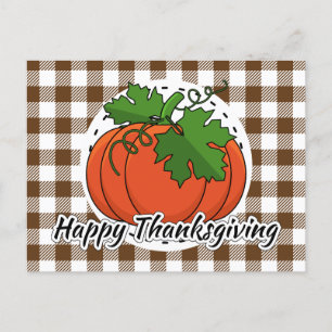 Pumpkin on Brown Kariert - Glückliches Erntedankfe Postkarte