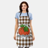 Pumpkin on Brown Kariert - Glückliches Erntedankfe Schürze (Getragen)