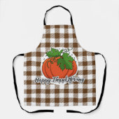 Pumpkin on Brown Kariert - Glückliches Erntedankfe Schürze (Vorderseite)