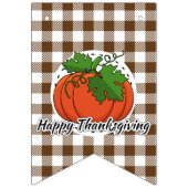 Pumpkin on Brown Kariert - Glückliches Erntedankfe Wimpelkette (Zweite Fahne)