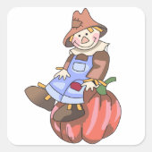 Pumpkin on Scarecrow Quadratischer Aufkleber (Vorderseite)