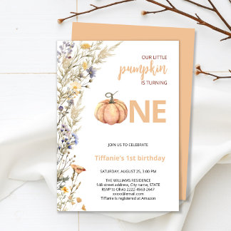 Pumpkin One Herbst Einladung zum ersten Geburtstag