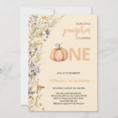 Pumpkin One Herbst Einladung zum ersten Geburtstag (Vorderseite)