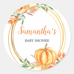 Pumpkin Orange Baby Showdusche Herbstlaub Runder Aufkleber