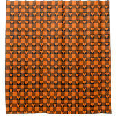 Pumpkin Orange Black Buffalo Heart Plaid Duschvorhang (Vorderseite)