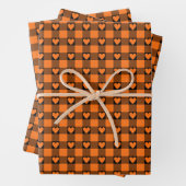 Pumpkin Orange Black Buffalo Heart Plaid Geschenkpapier Set (Beispiel)