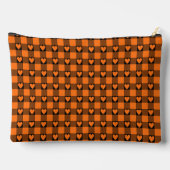 Pumpkin Orange Black Buffalo Heart Plaid Zubehörtasche (Rückseite)