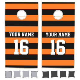 Pumpkin Orange Black Team Jersey Preppy Strip