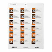 Pumpkin Orange Black Team Jersey Preppy Strip Adressaufkleber (Vorne)