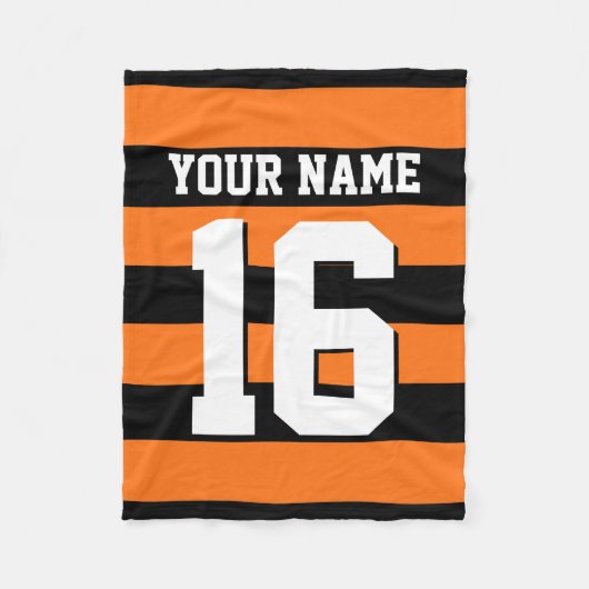 Pumpkin Orange Black Team Jersey Preppy Strip Fleecedecke (Vorderseite)