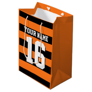 Pumpkin Orange Black Team Jersey Preppy Strip Mittlere Geschenktüte
