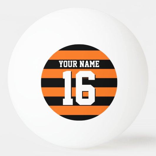 Pumpkin Orange Black Team Jersey Preppy Strip Tischtennisball (Vorderseite)